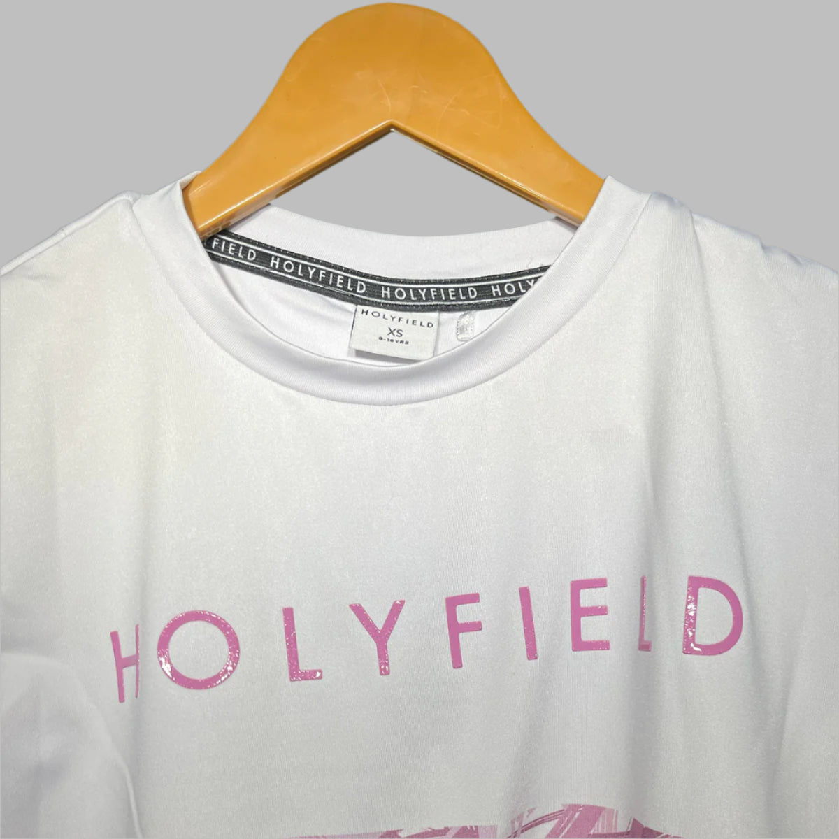 HOLYFIELD White & Pink Graphic Print Cropped T-Shirt #148