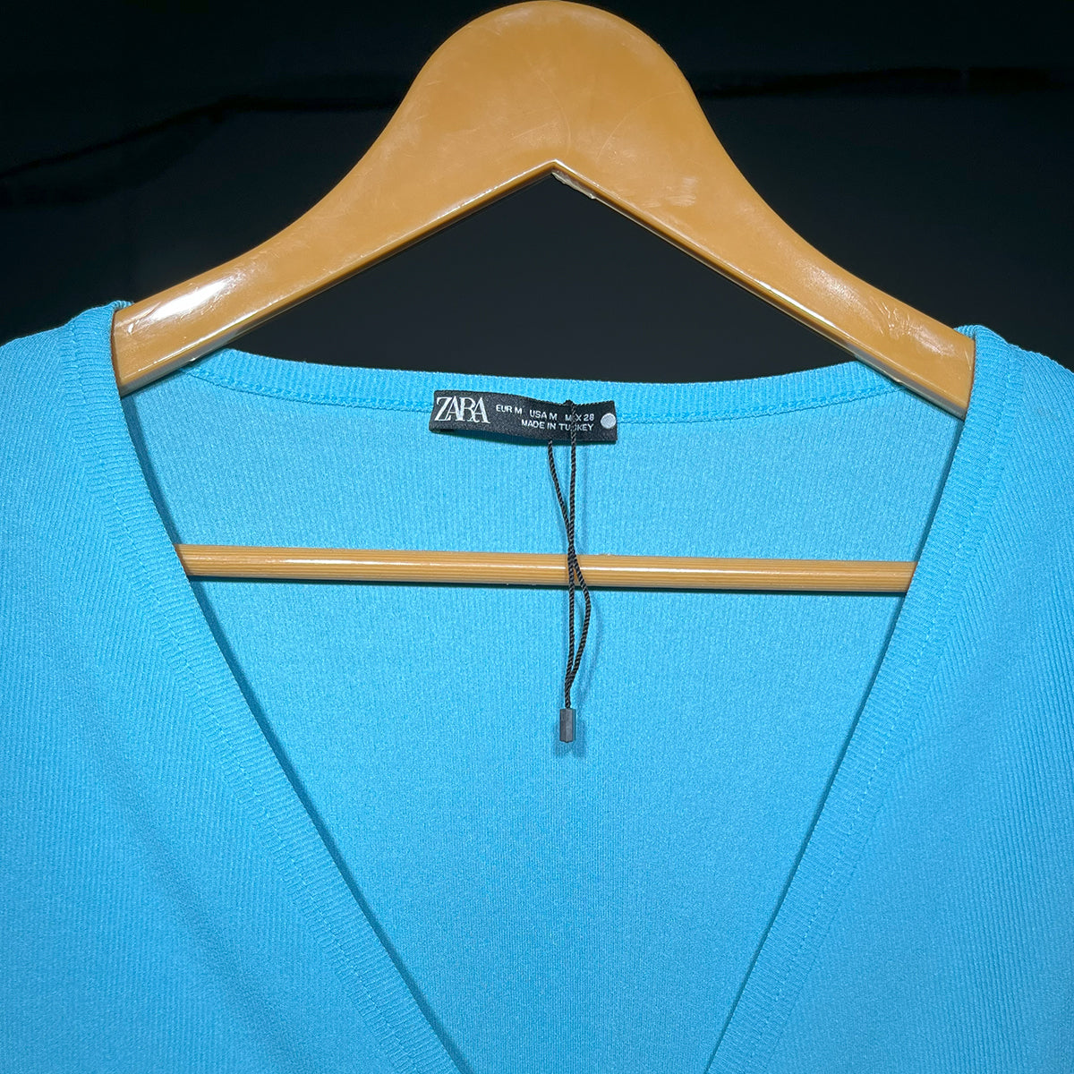 Zara Ruched Front V-Neck Long Sleeve Top β Sky Blue #155