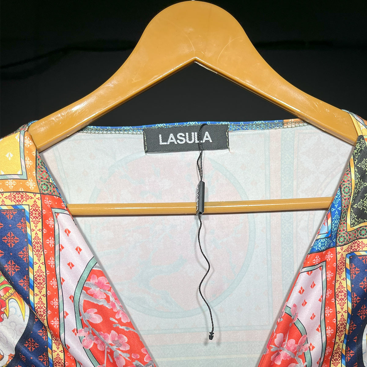 Lasula Vibrant Printed Tie-Front Crop Top #164