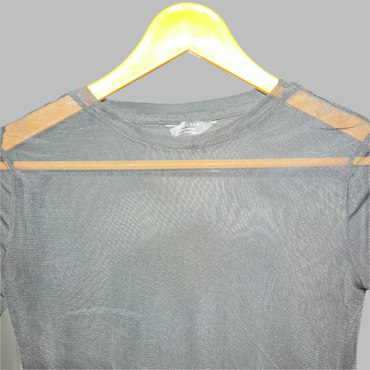 Primark Black Sheer Mesh Long-Sleeve Cropped Top #152
