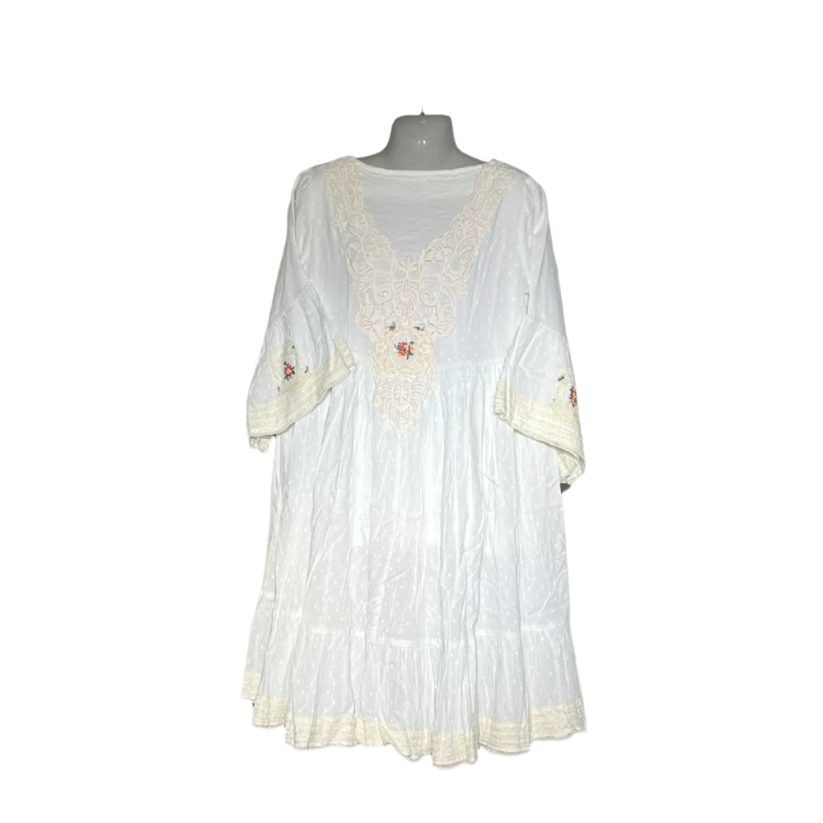 De Pawli White Lace Embroidered Boho Dress #095