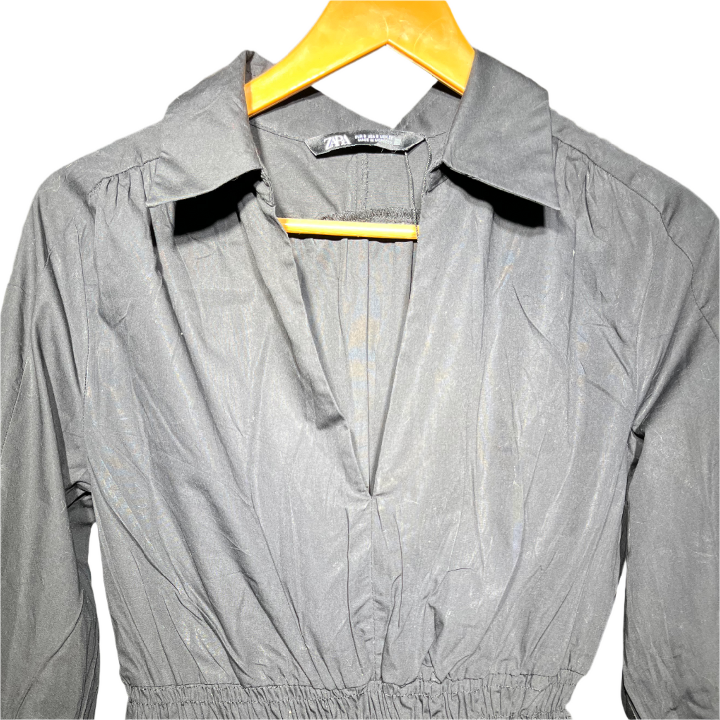 Zara Elegant Black Smocked Waist Mini Dress #225