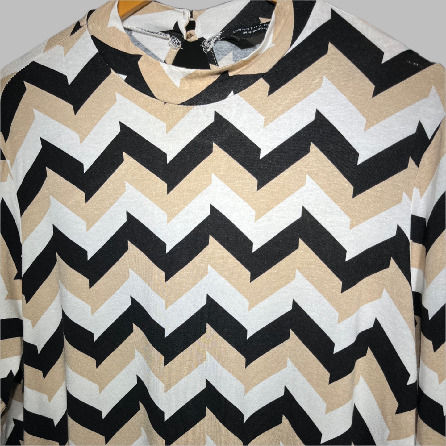 Dorothy Perkins Chevron Print High-Neck Long-Sleeve Top #218