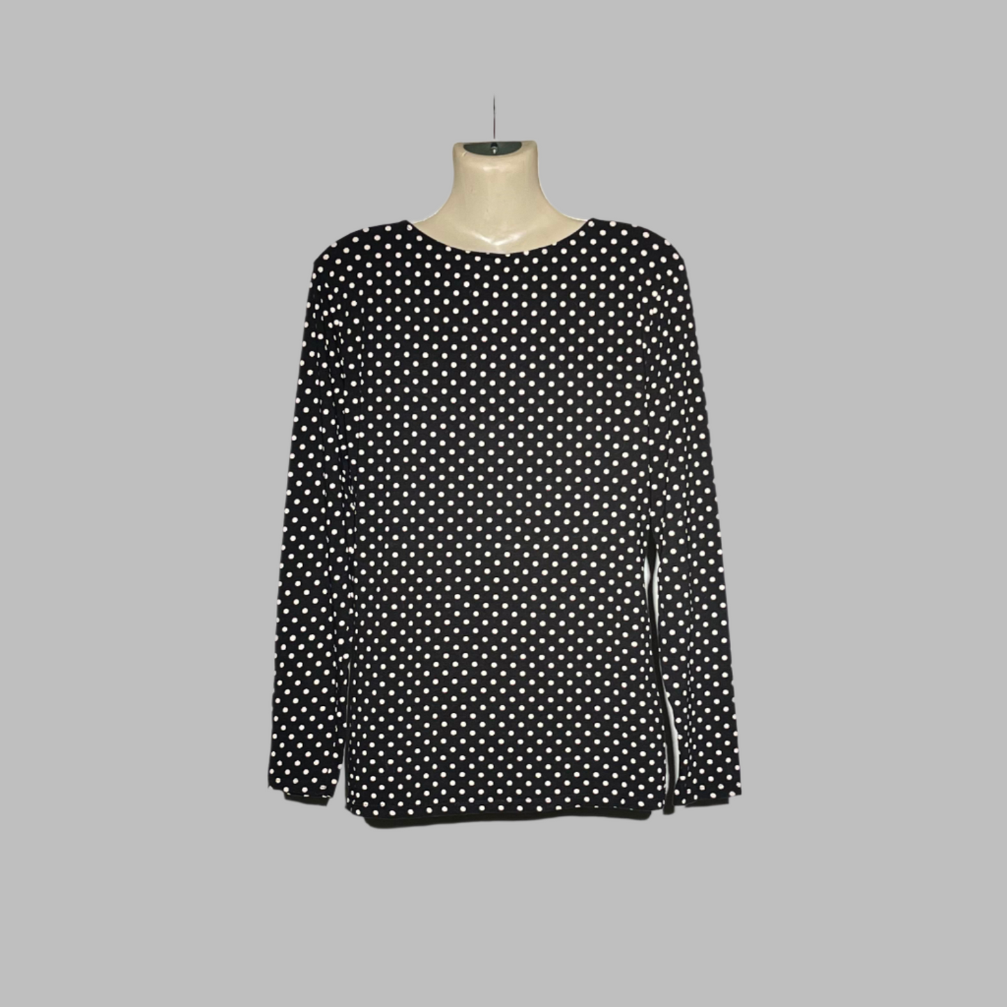 H&M Polka Dot Mesh Panel Long-Sleeve Top #221