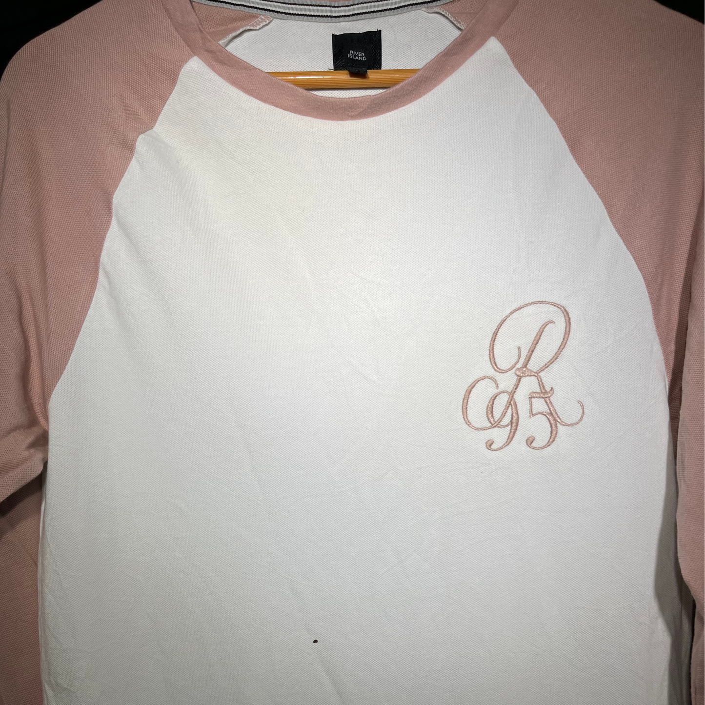 River Island Pink & White Raglan Long-Sleeve Tee #227