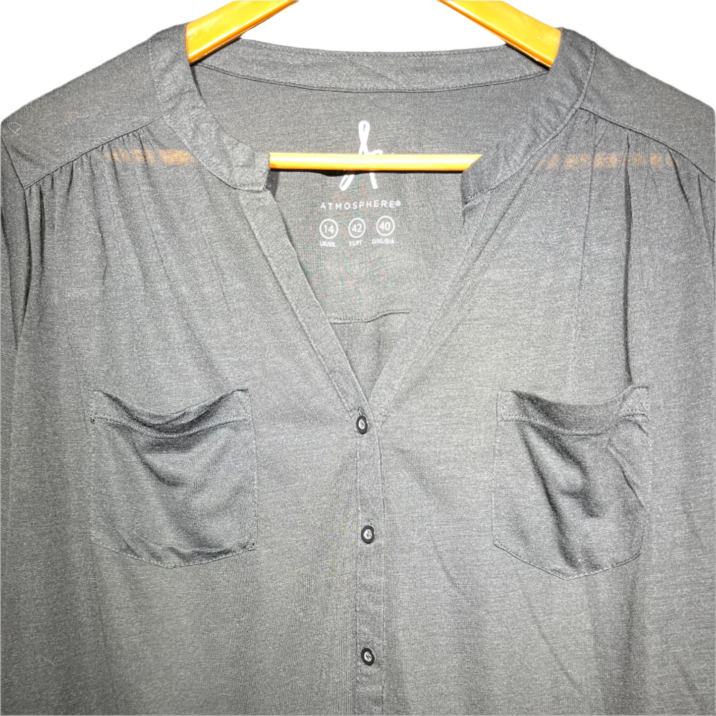 Atmosphere Women's Button-Up Blouse with Front Pockets #210