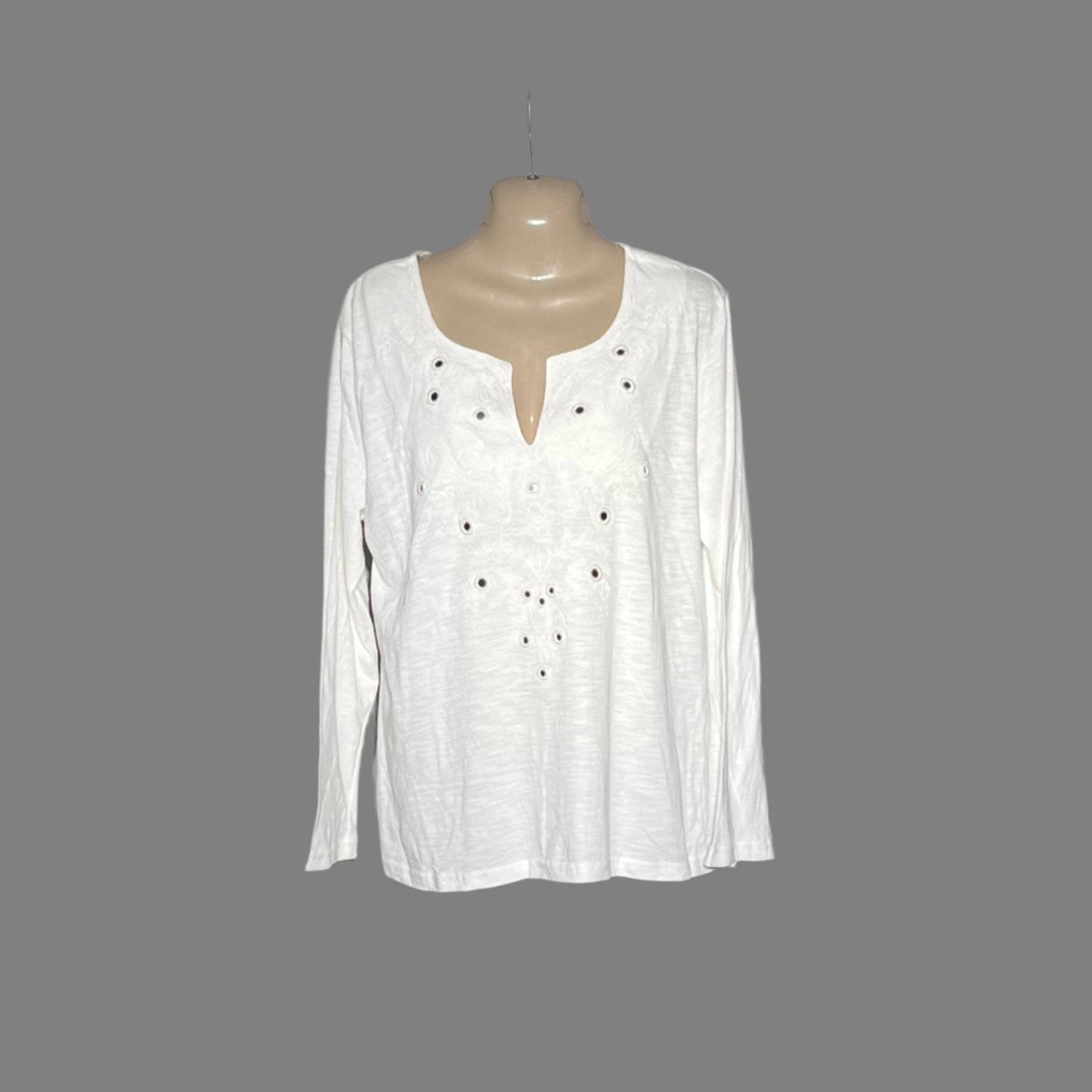 East Women's Embroidered Eyelet Detail Blouse #211