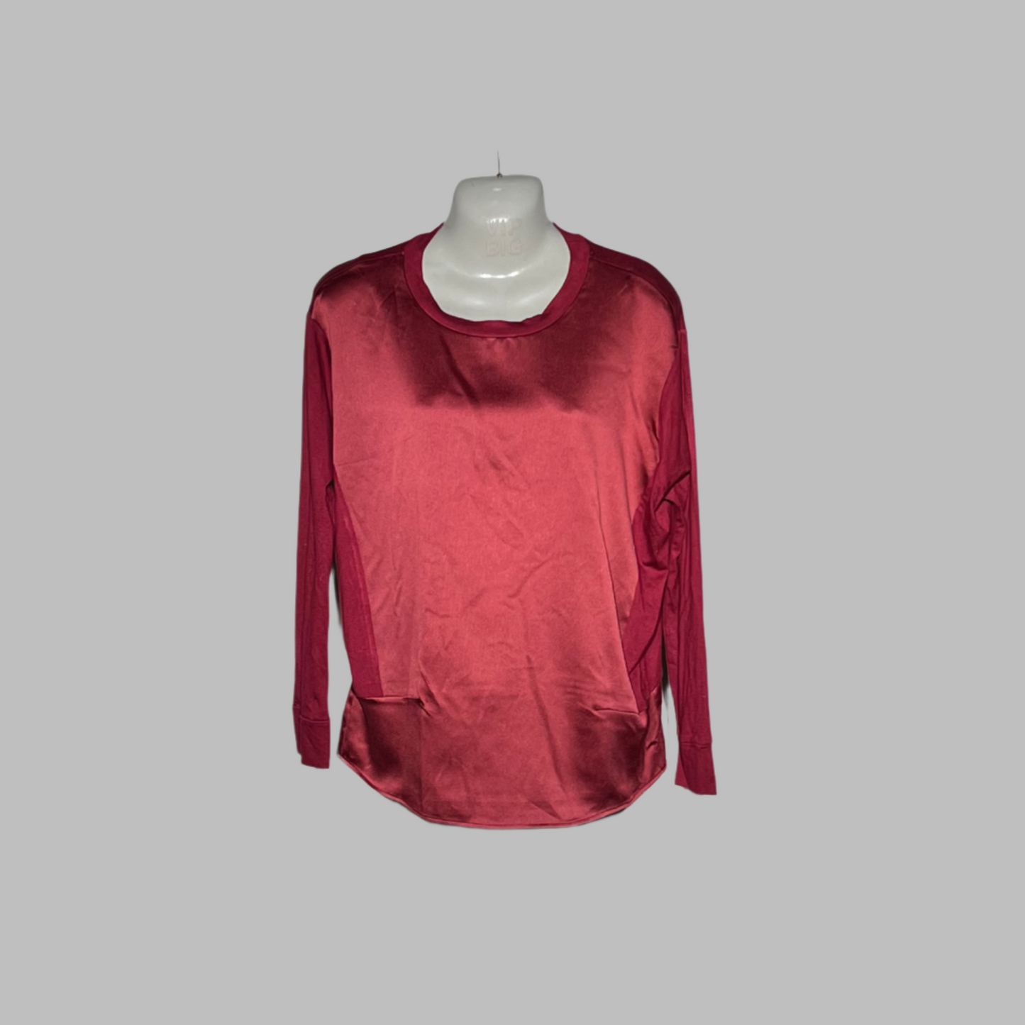 Dunnes Red Long-Sleeve Curved Hem Top #237