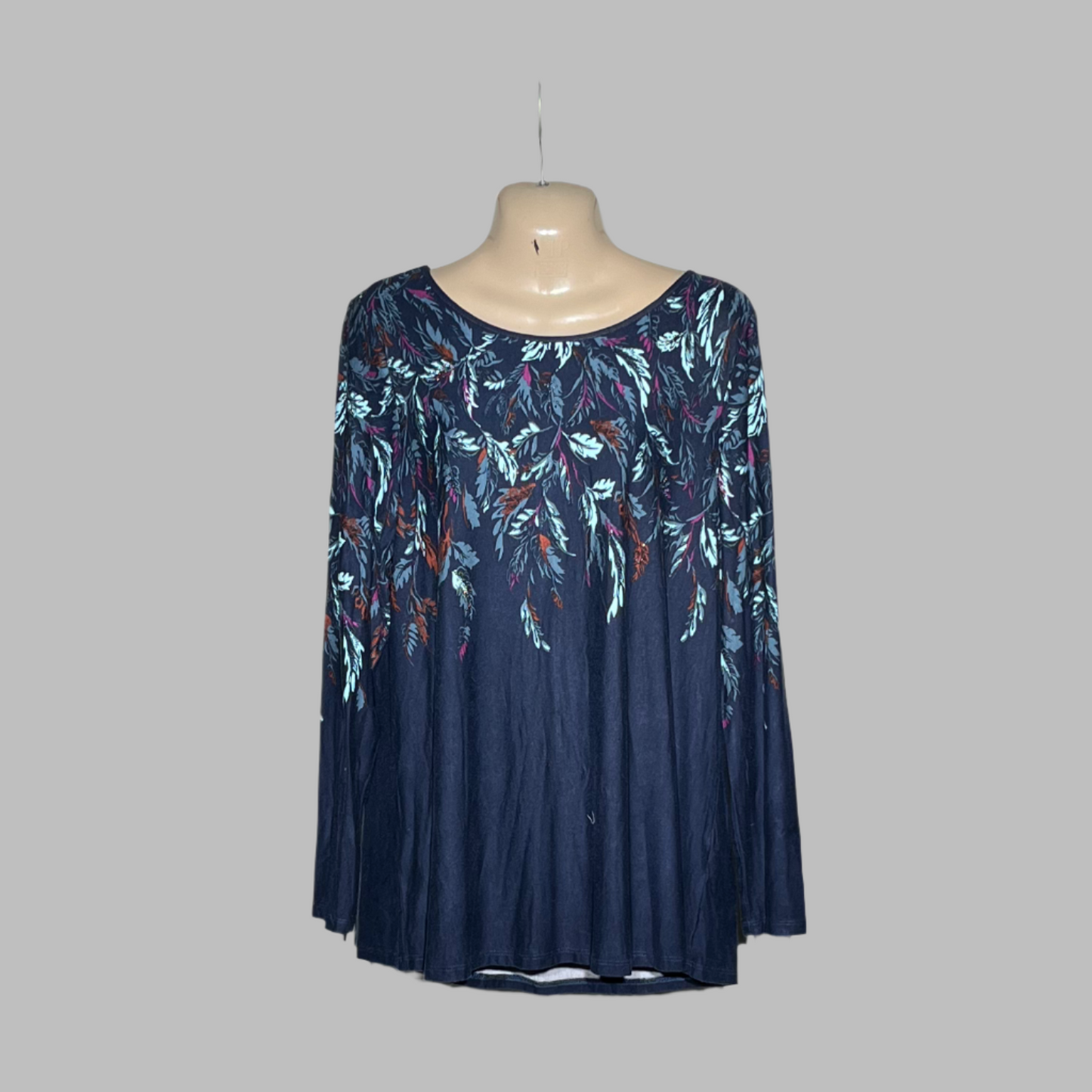 Elegant Navy Blue Floral Tunic #234