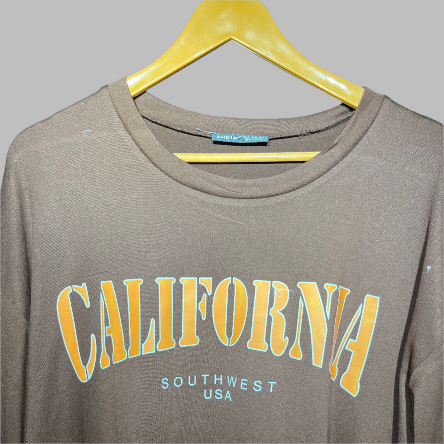 SHEIN Brown "California" Graphic Long-Sleeve T-Shirt #238