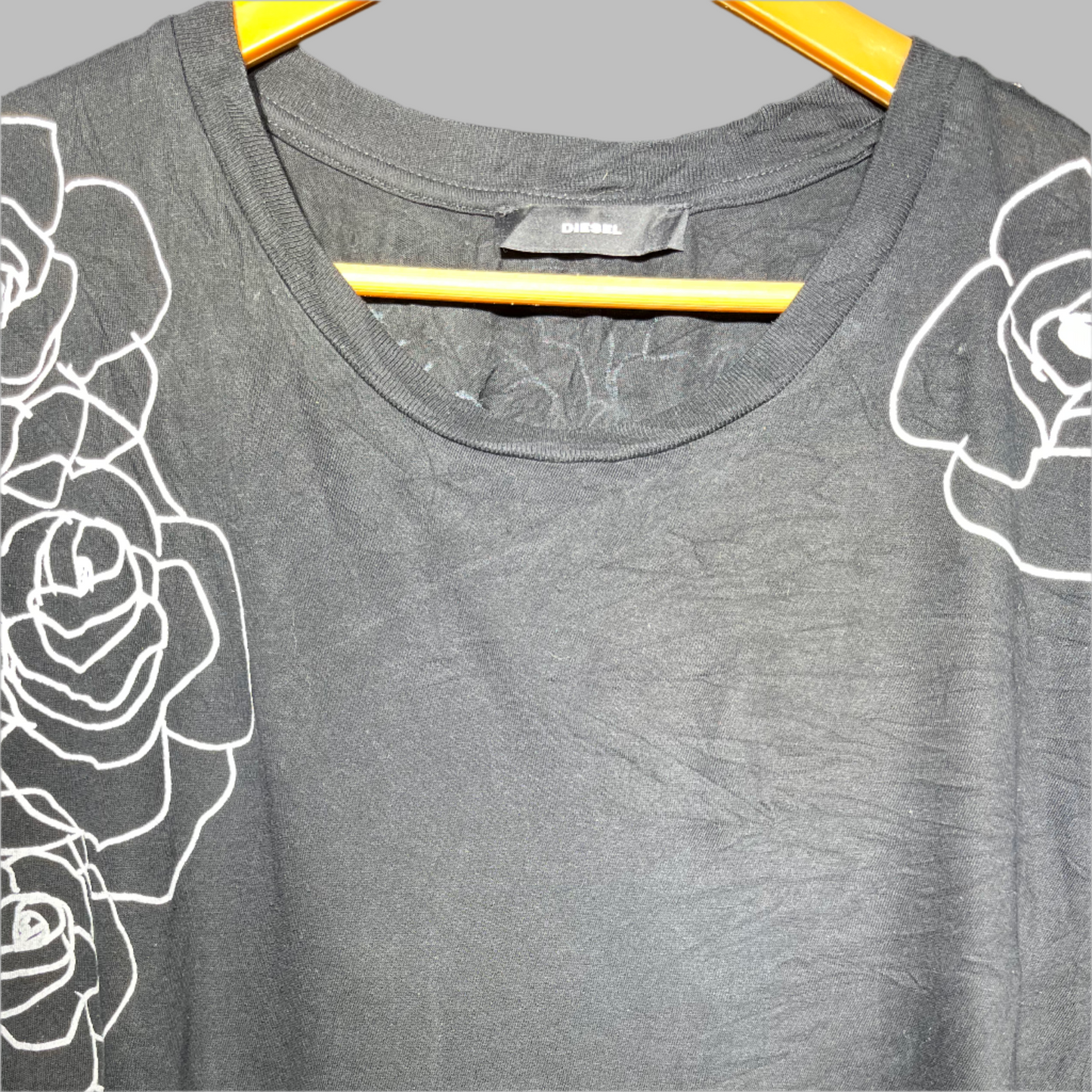 Diesel Black Floral Embroidered T-Shirt Dress #240