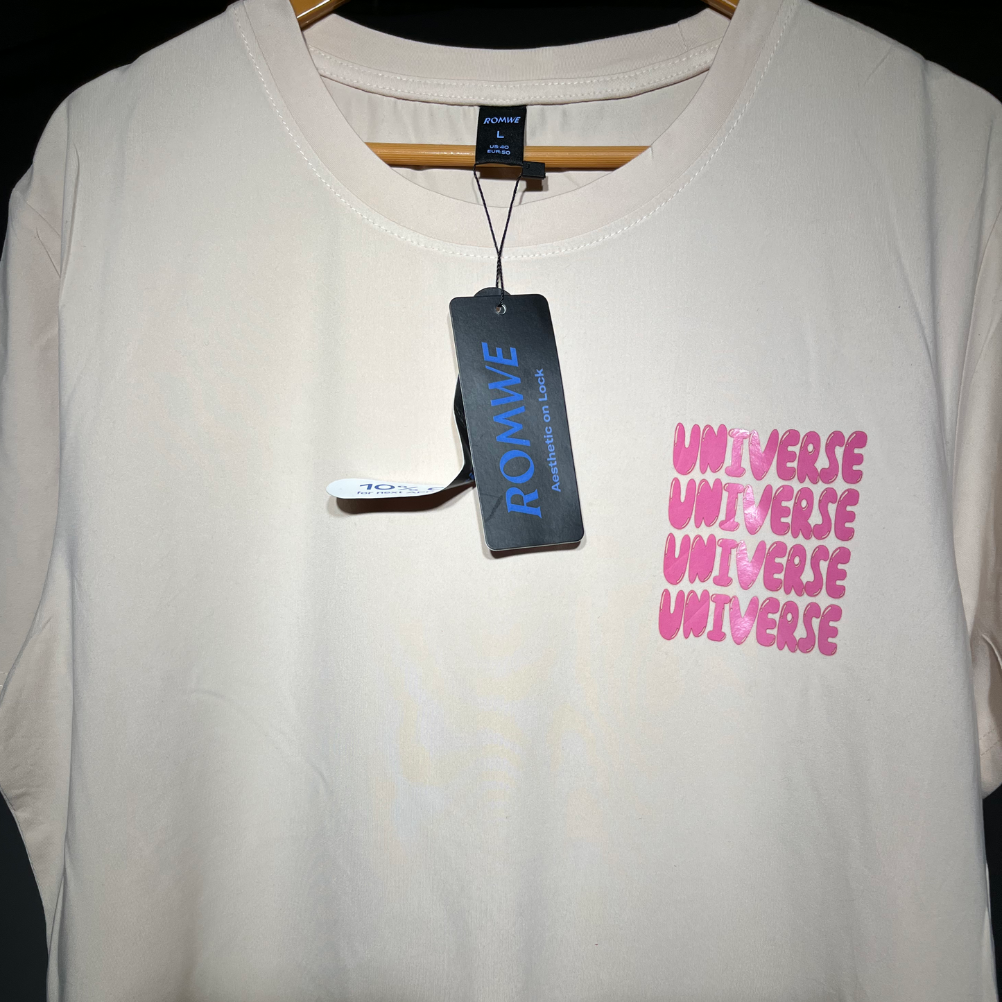 ROMWE Beige Graphic Printed T-Shirt for Men