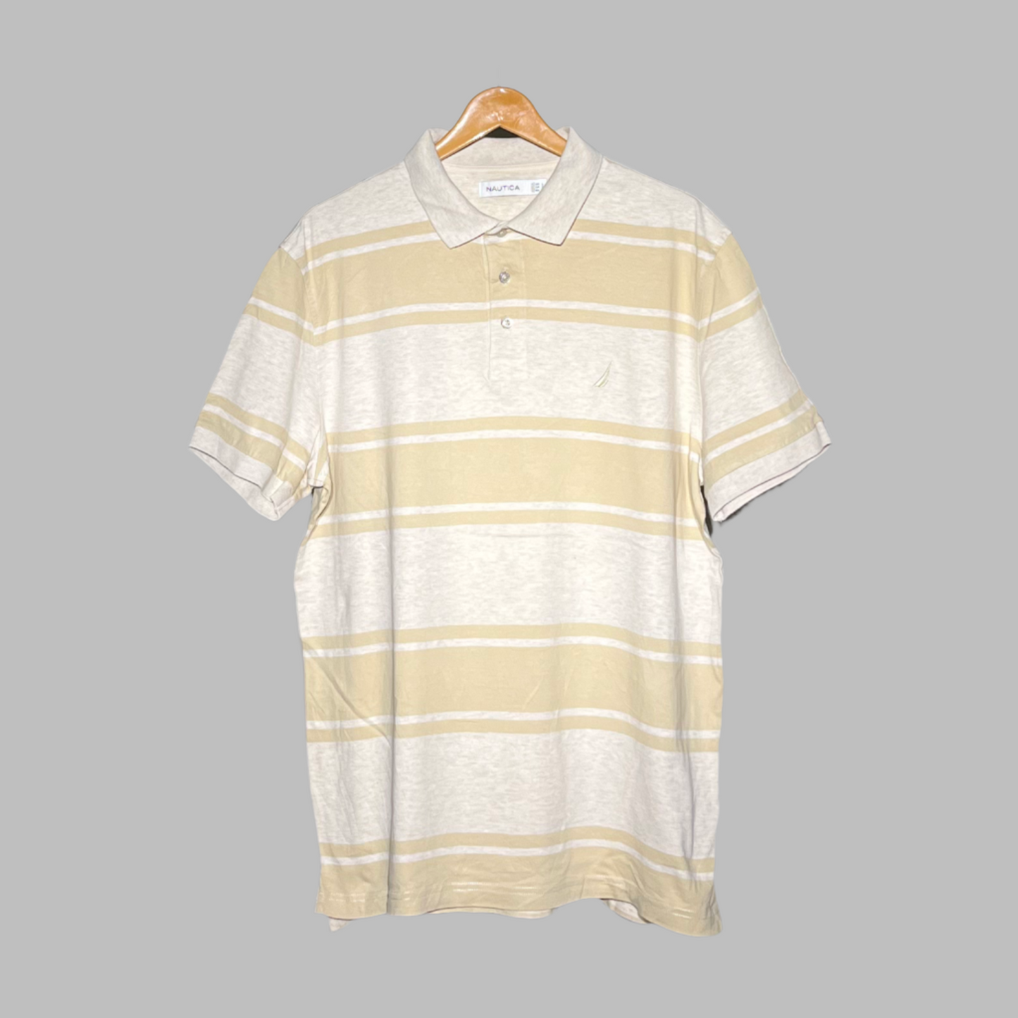 Nautica Cotton-Blend Cream T-Shirt with Lining Detail for Men - Size XL