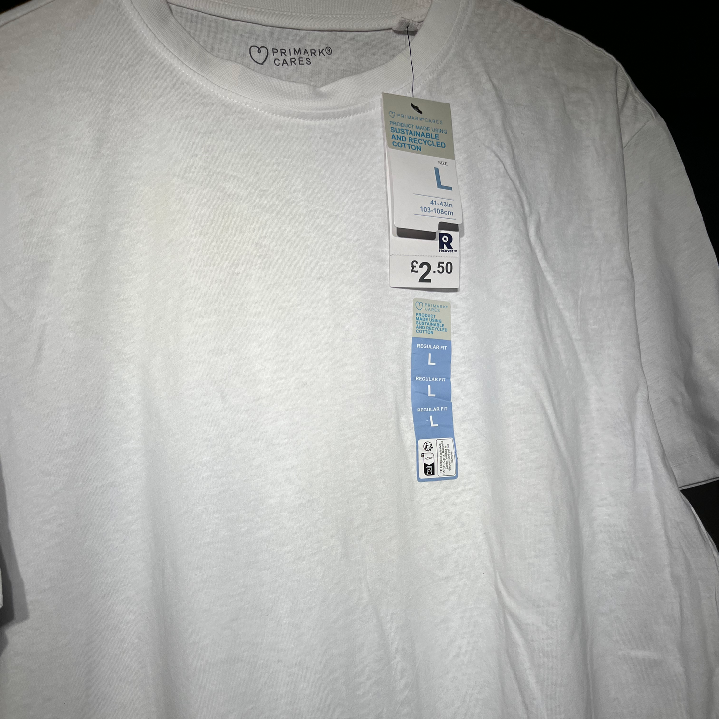 Primark Cotton Blended White T-Shirt for Men
