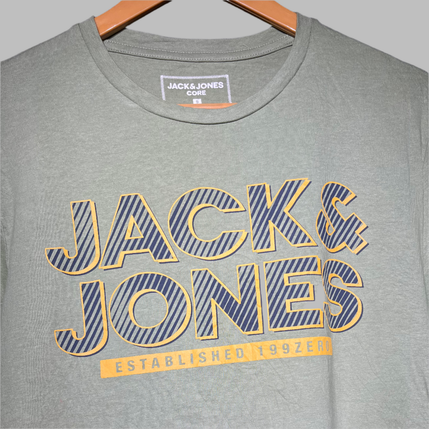 Jack & Jones Olive Green Graphic Logo Print Casual T-Shirt for Men