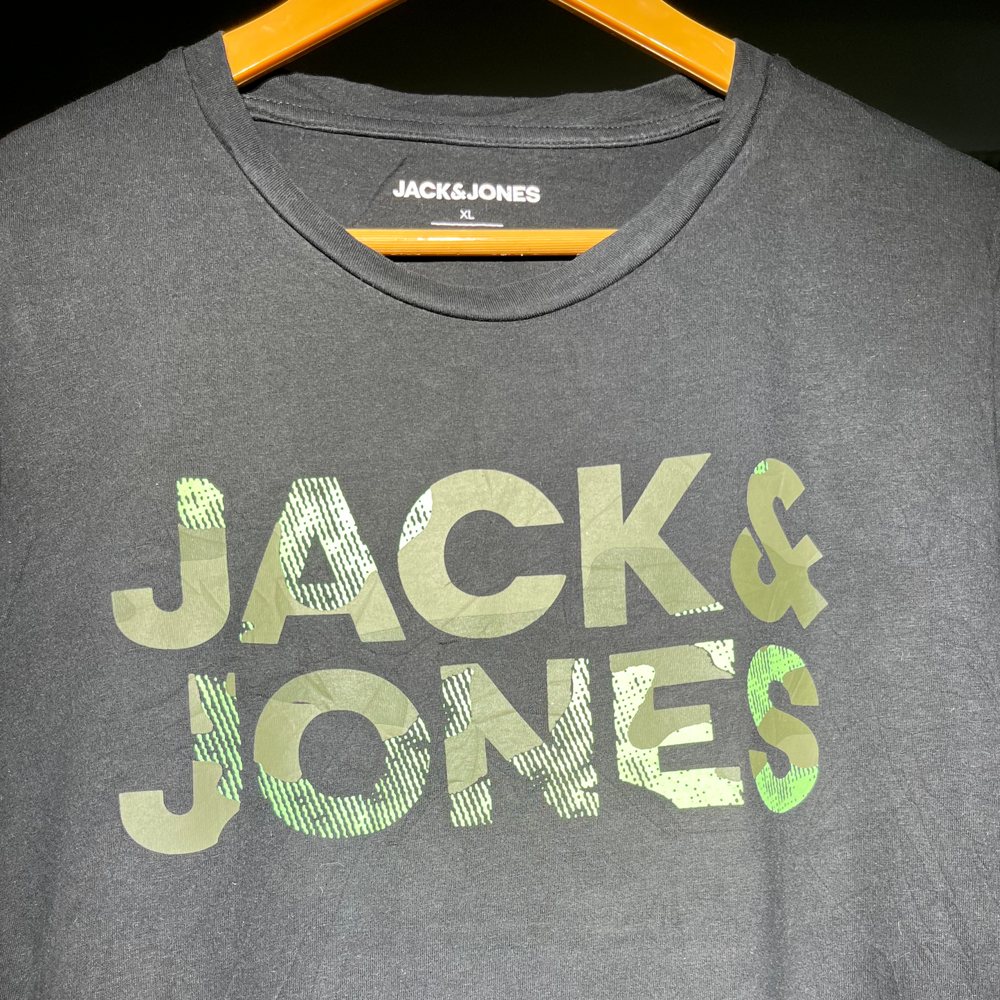 Jack & Jones Black Graphic Print Logo T-Shirt for Men