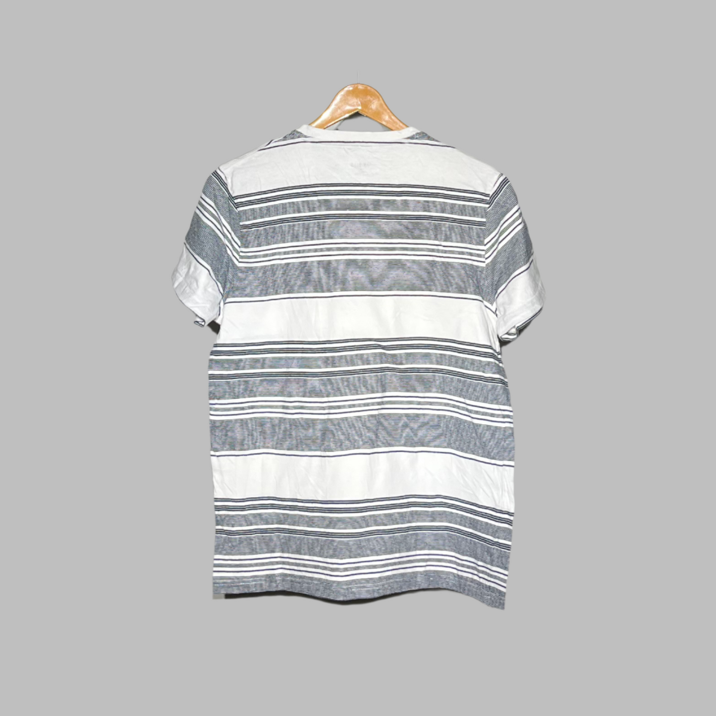 UNbais Men's White & Grey Striped Casual T-Shirt