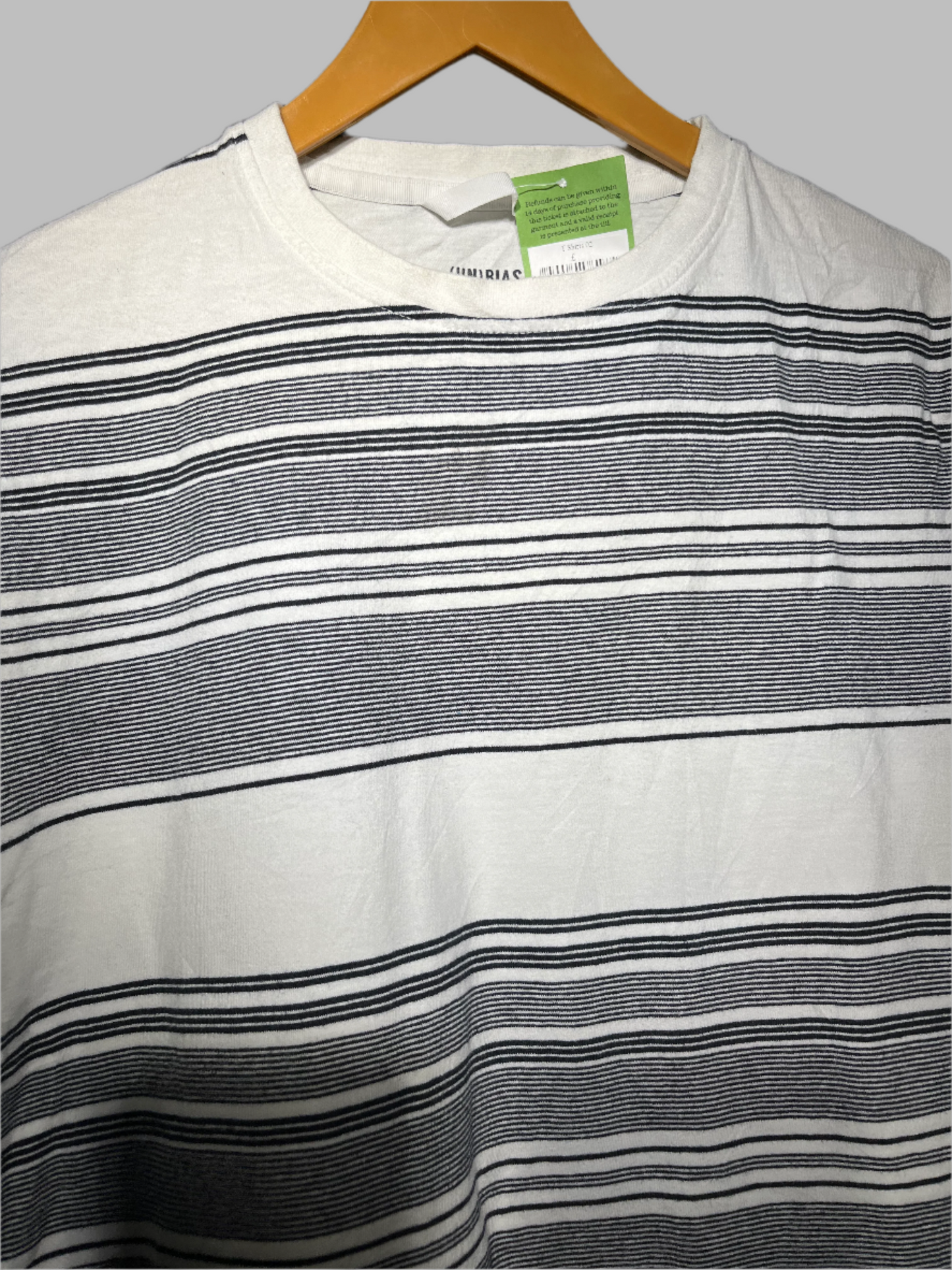 UNbais Men's White & Grey Striped Casual T-Shirt