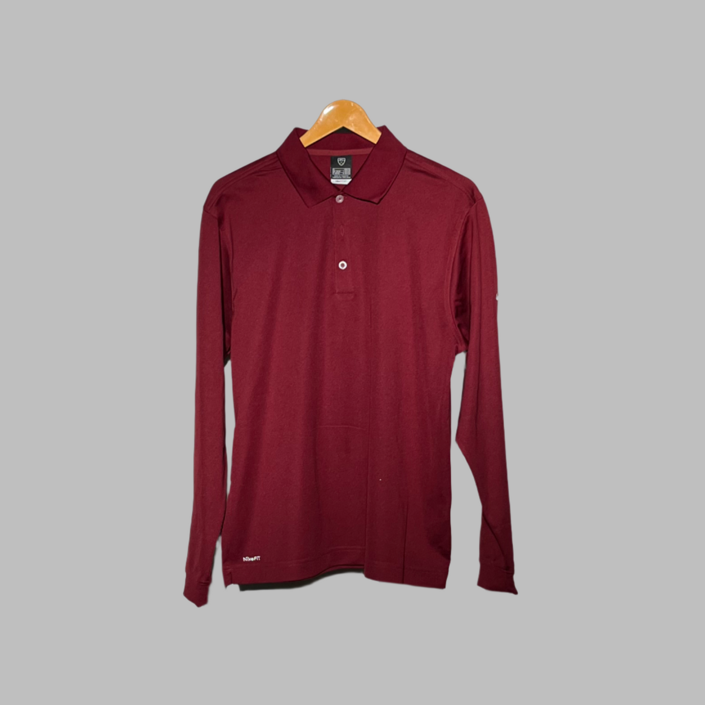 Nike Maroon Long Sleeve Dry-Fit Polo – Elite Comfort with a Professional Edge