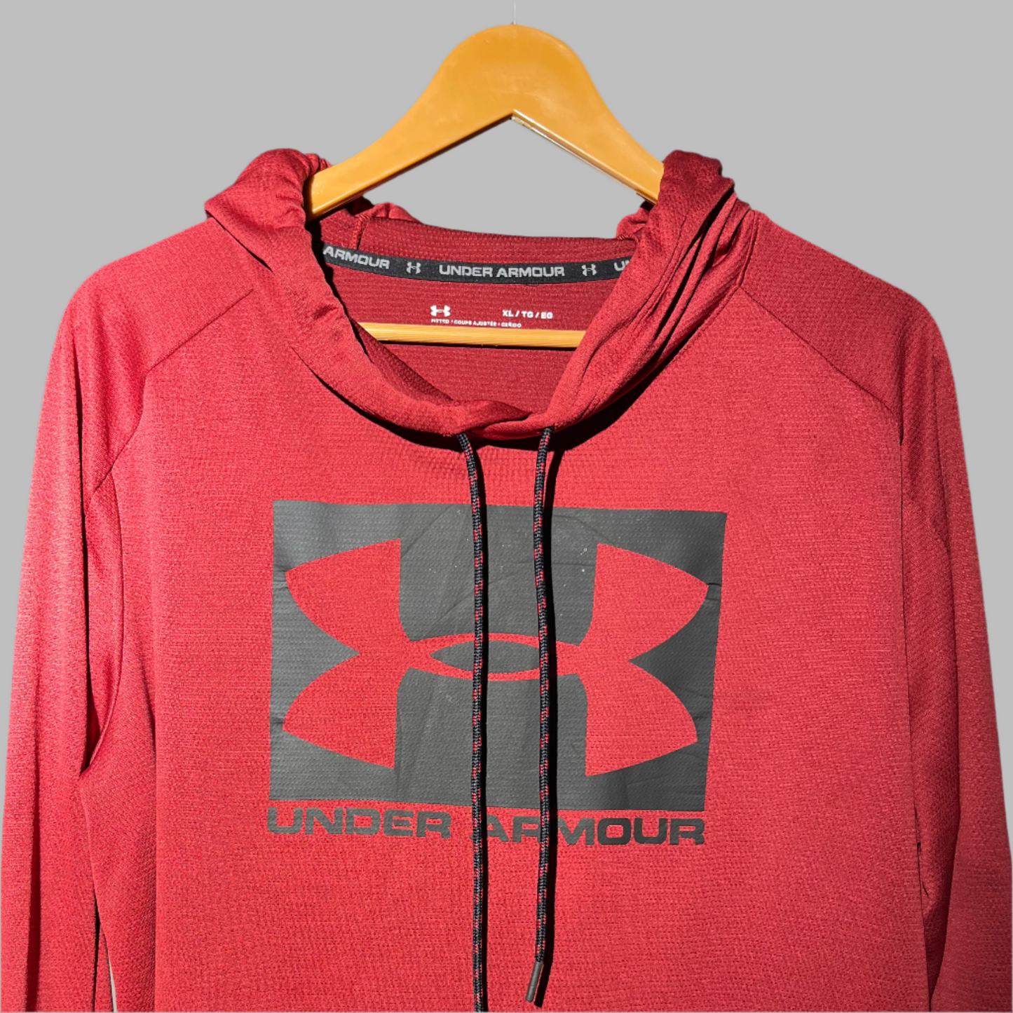 Under Armour Crimson Red Dry-Fit Hoodie – Bold Performance Edition