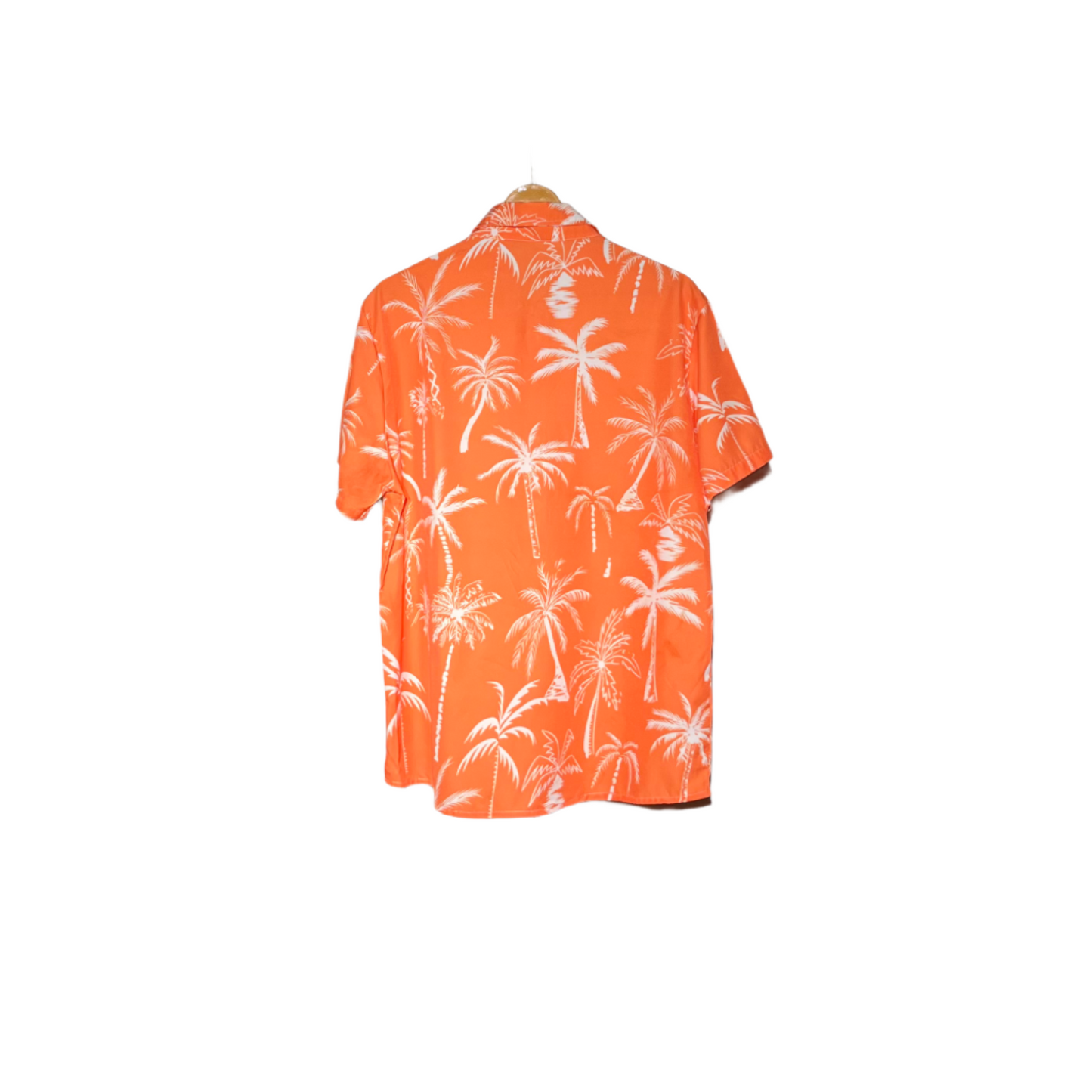 orange white Floral Men's Dress Shirt #609