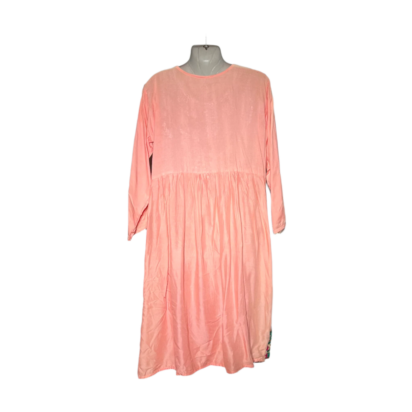 Light pink, orange & navy embroidered kurti #637