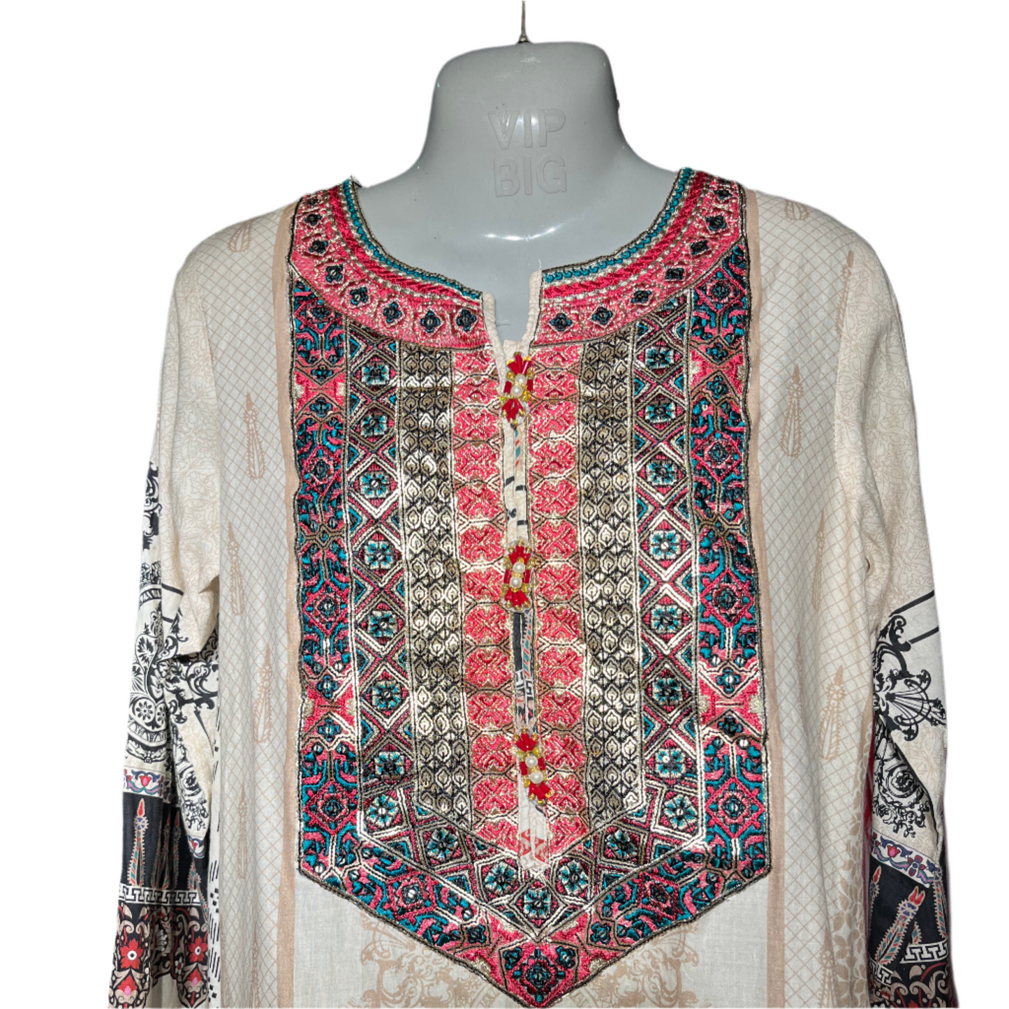 Off-white & black printed kurti #638