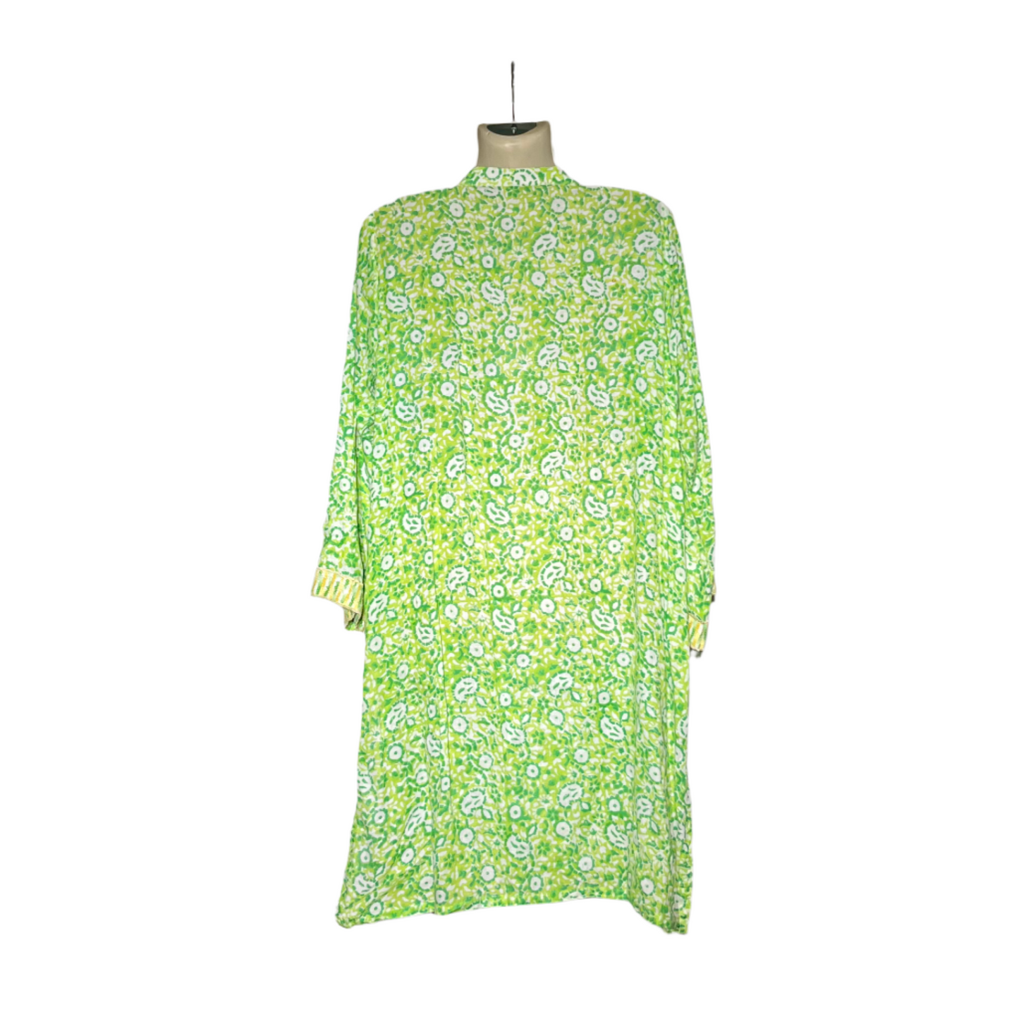 Parrot green & white floral kurti #644