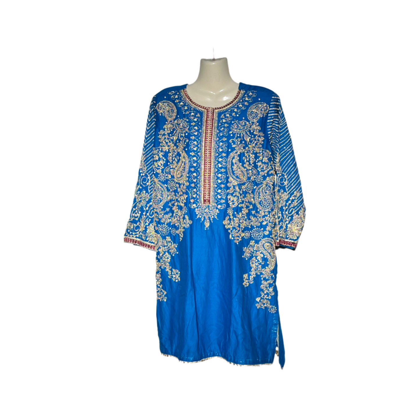 Blue with golden threadwork kurti #645