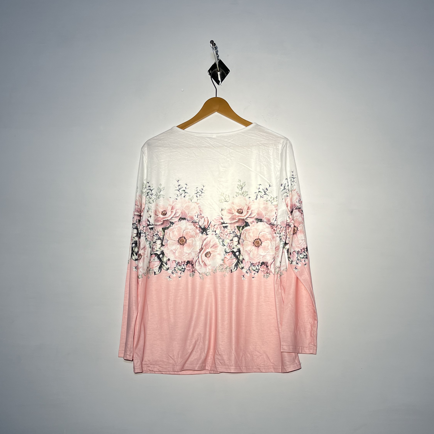 White and Baby Pink Floral Women Stylish T-Shirt #2718