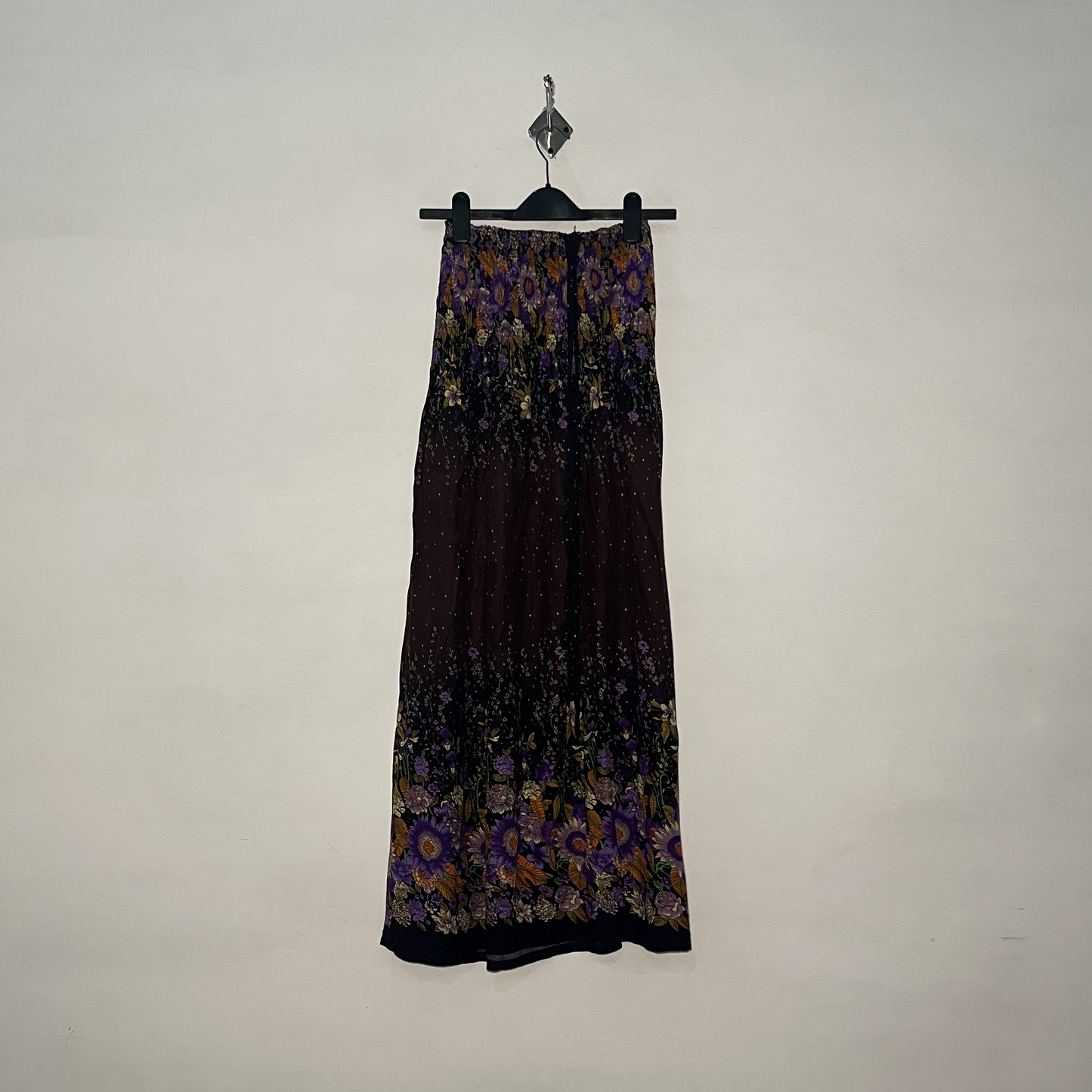 Dark Brown and Purple Yellow Floral Women Skirt #2987