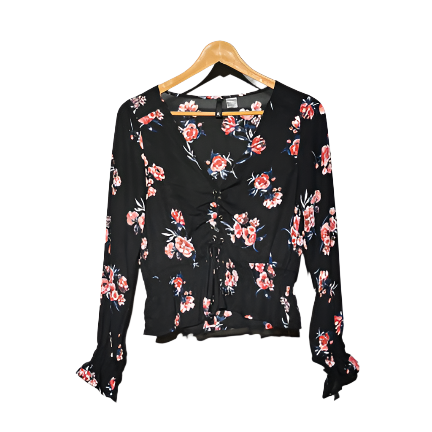 Black and Pink floral Ladies Crop Top #923