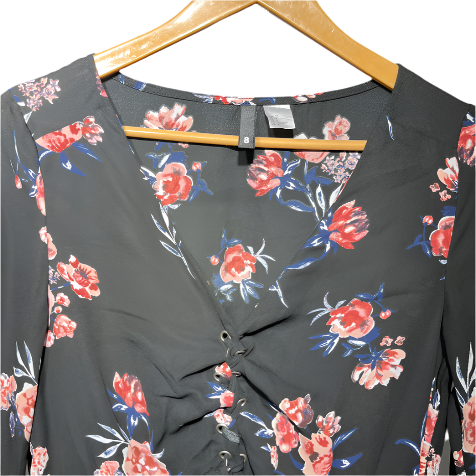 Black and Pink floral Ladies Crop Top #923