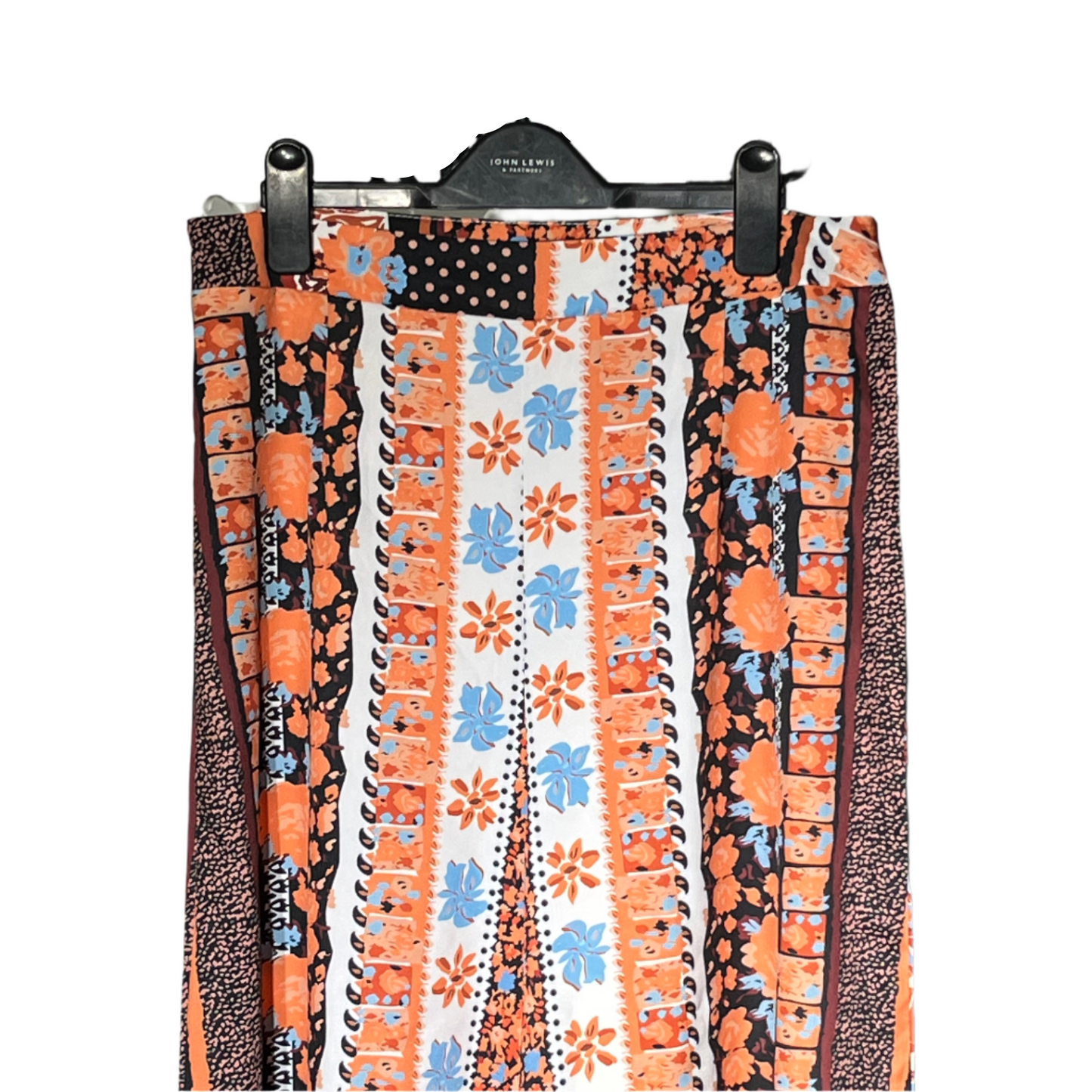Orange, blue, and white printed Ladies Trouser #1077