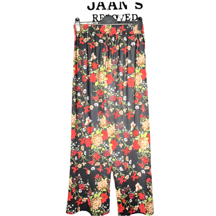 Black with pink and green floral Ladies Trouser #1064