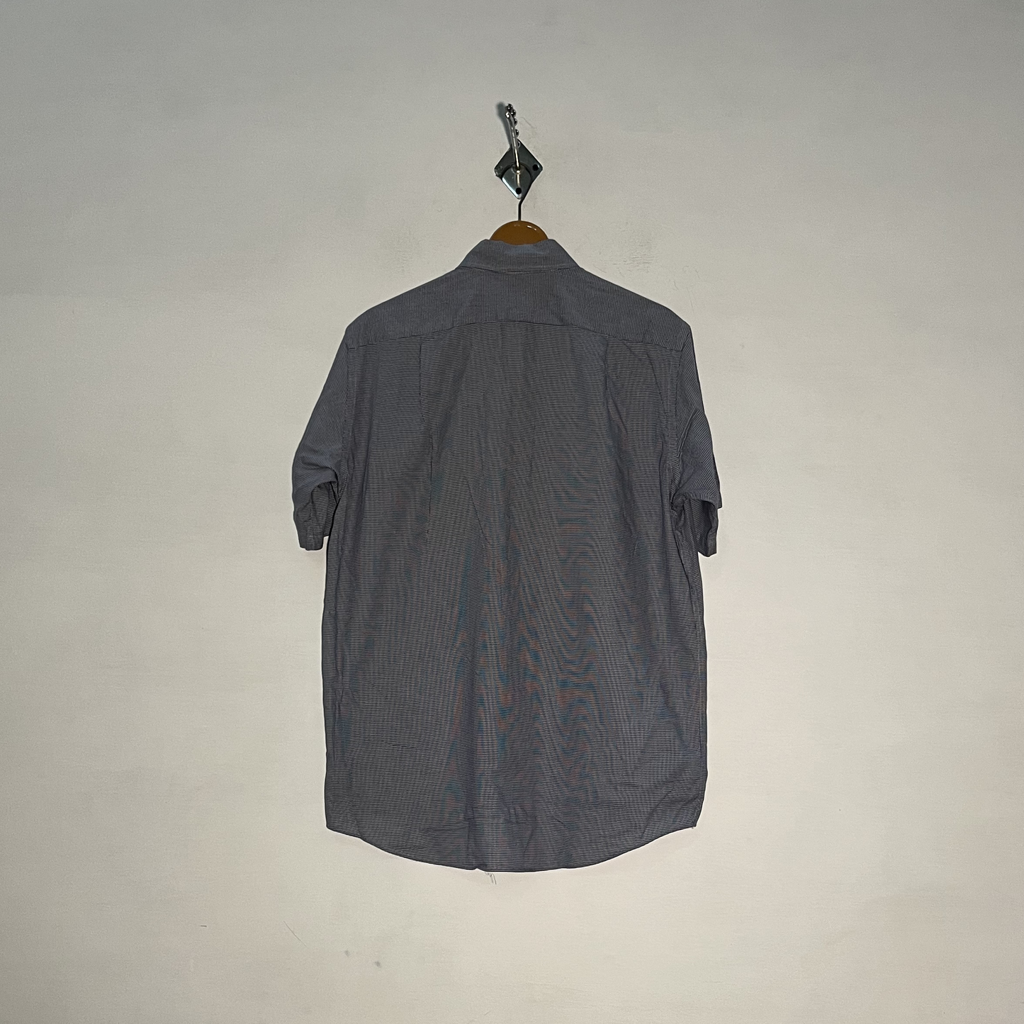 Lacoste Men's Checked Dress Shirt – White & Gray Preloved #3279