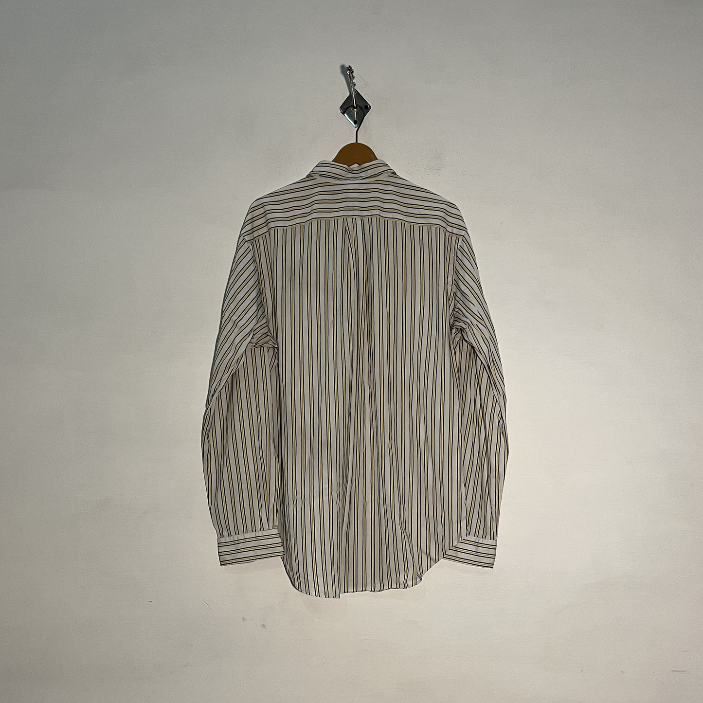 Ralph Lauren Men's Casual Dress Shirt – White & Yellow Preloved #3296