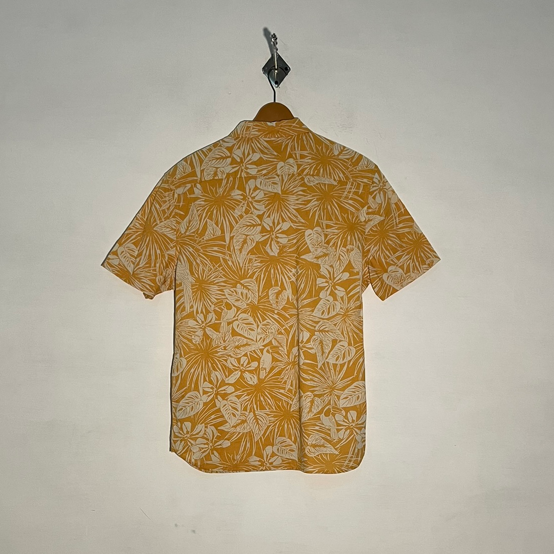 M&S Men's Dress Shirt – Yellow & White Floral Preloved #3318