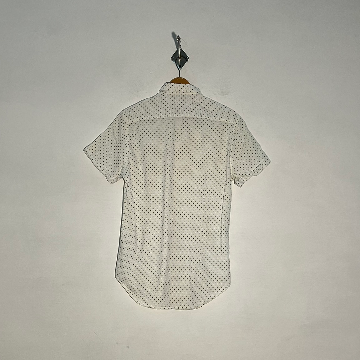 Zara Man Men's Dress Shirt – White & Blue Print Preloved #3316