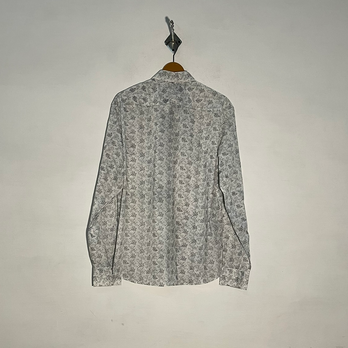 Autograph Men's Dress Shirt – White Black Floral Preloved #3314