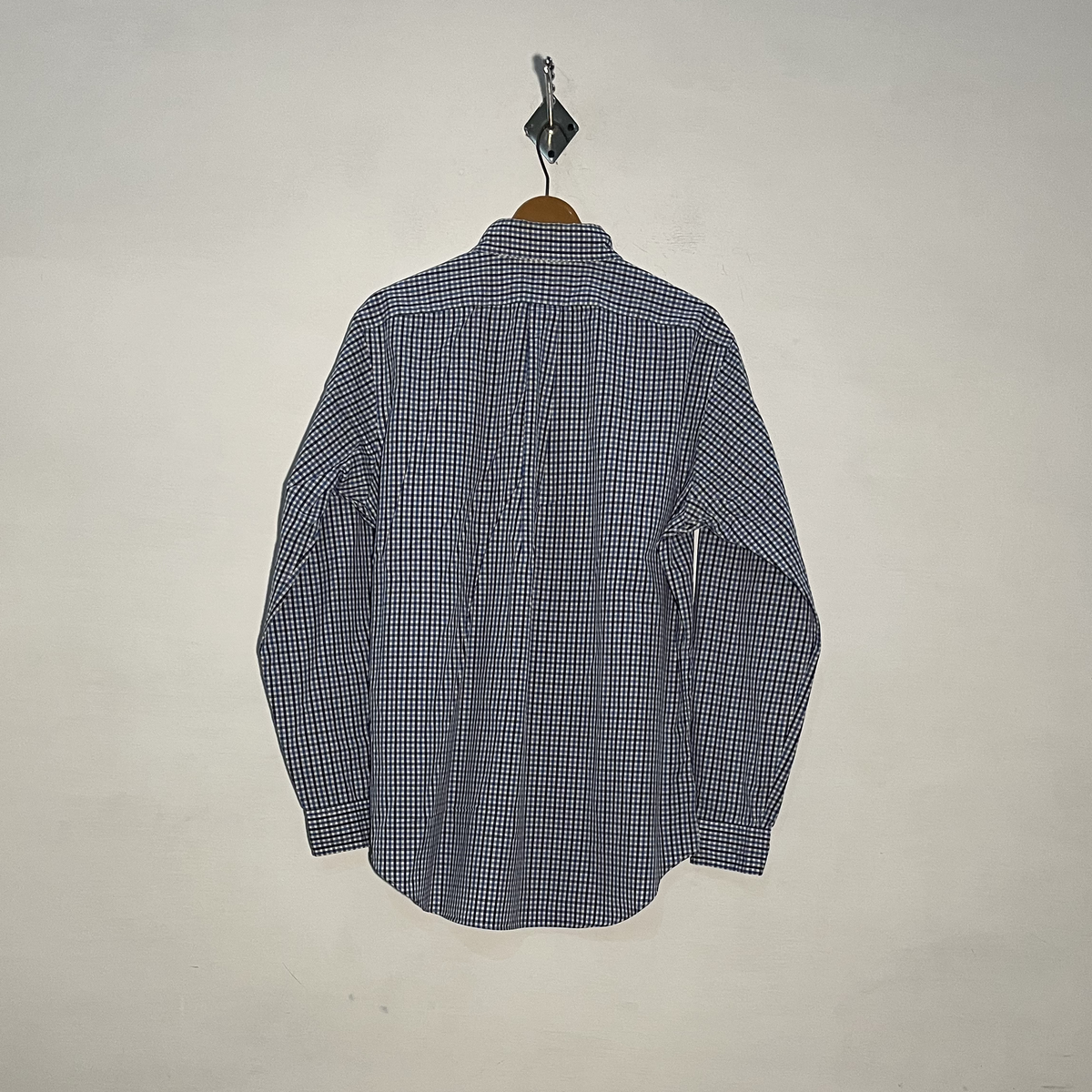 Ralph Lauren Men's Dress Shirt Blue Black White Check Preloved #3329