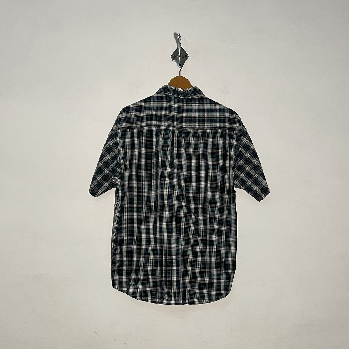 Polo by Ralph Lauren Men's Dress Shirt Dark Blue White Green Check #3343