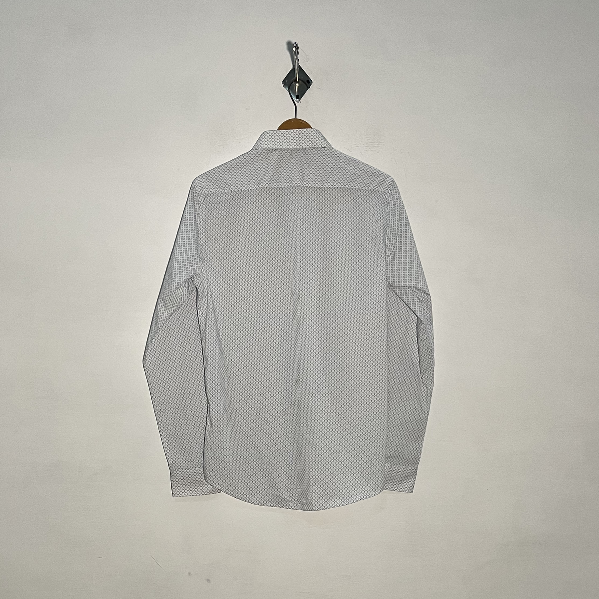 Primark Men's Dress Shirt White Blue Print Preloved Casual Wear #3336