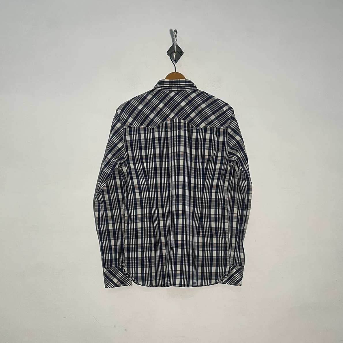 Levi Strauss Men's Dress Shirt Dark Blue & White Check #3410