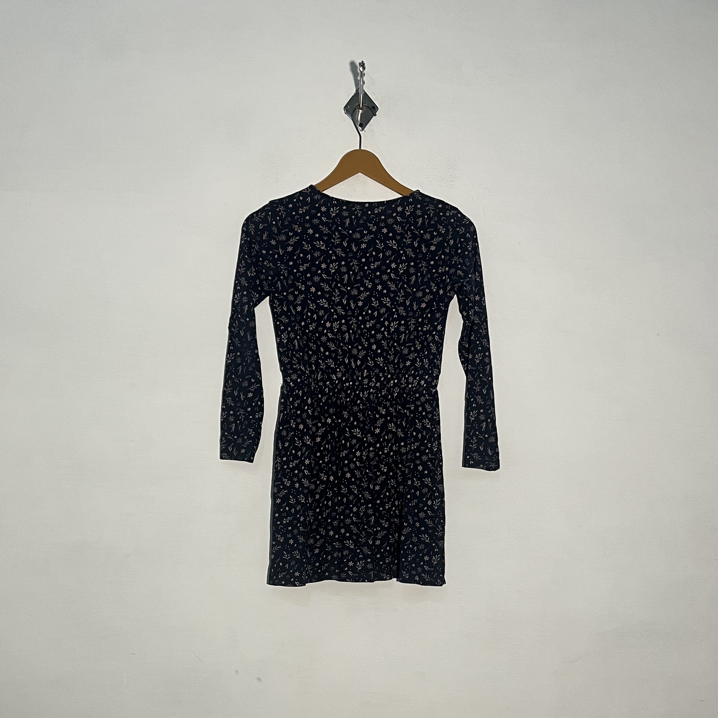 Dark Blue & Pink Floral Kids Frock Preloved #3372