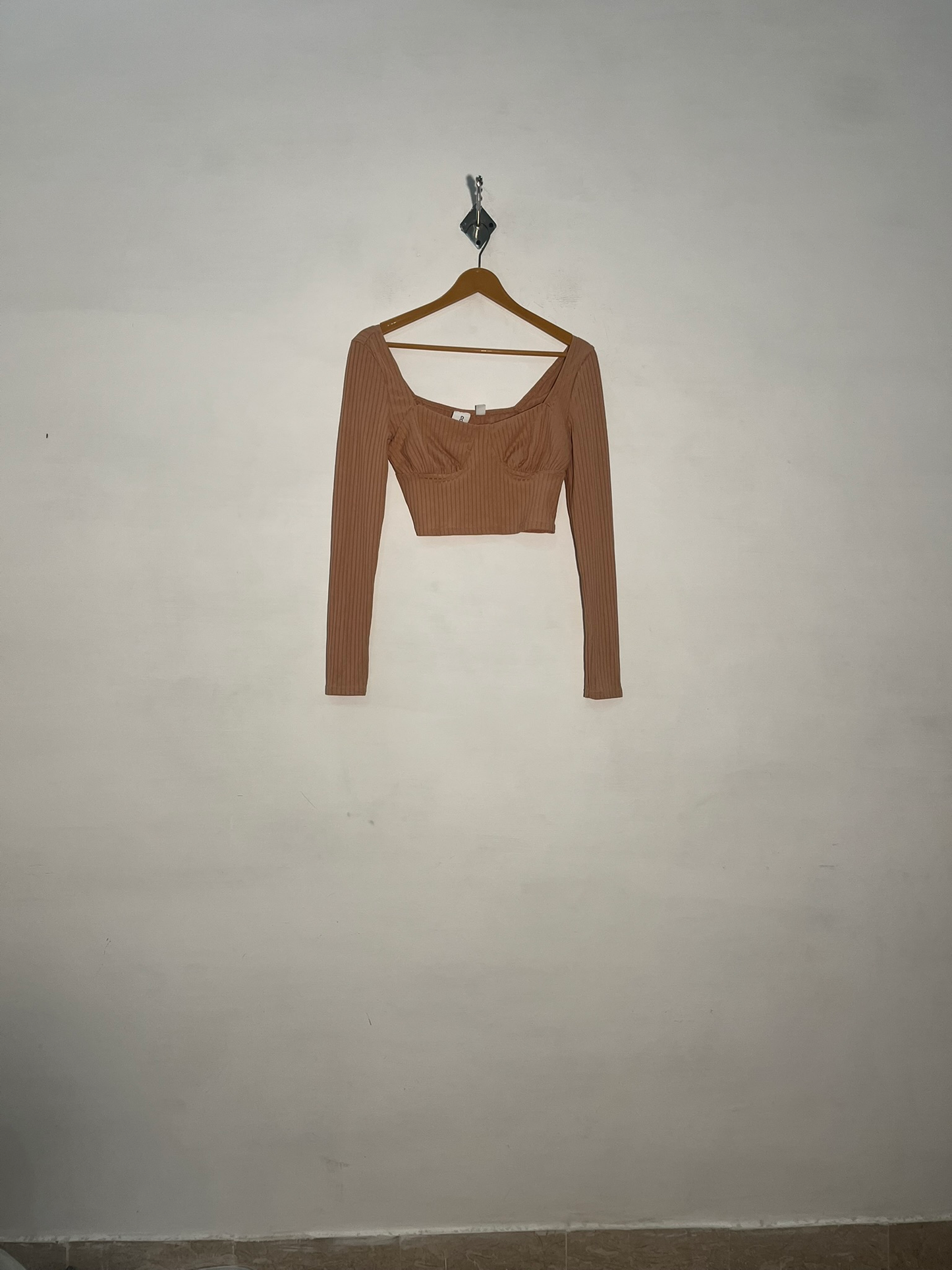 Collusion Women Beige Crop Top Preloved Clothing #3393