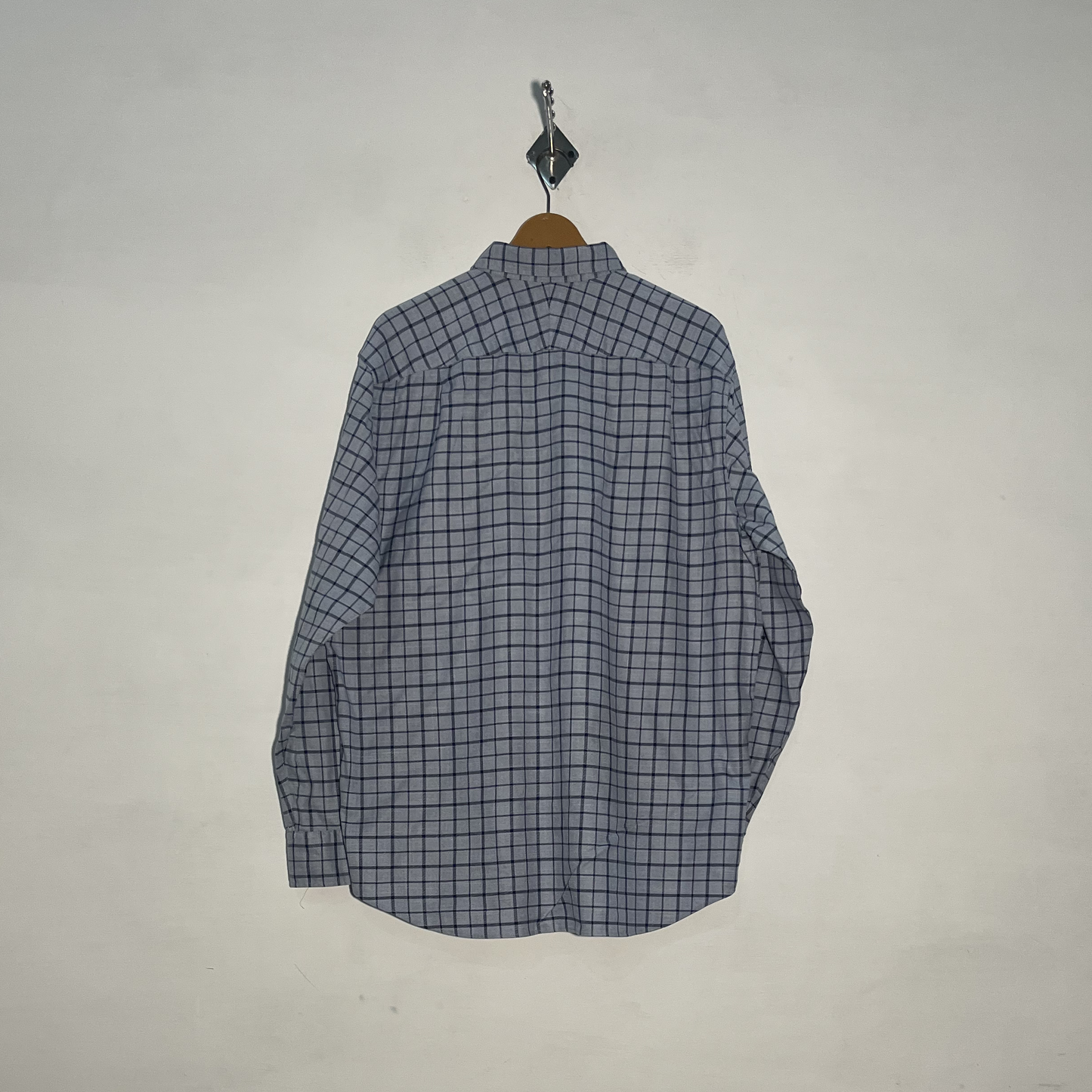 Charles Tyrwhitt Men's Dress Shirt Gray & Dark Blue Check Preloved #3453