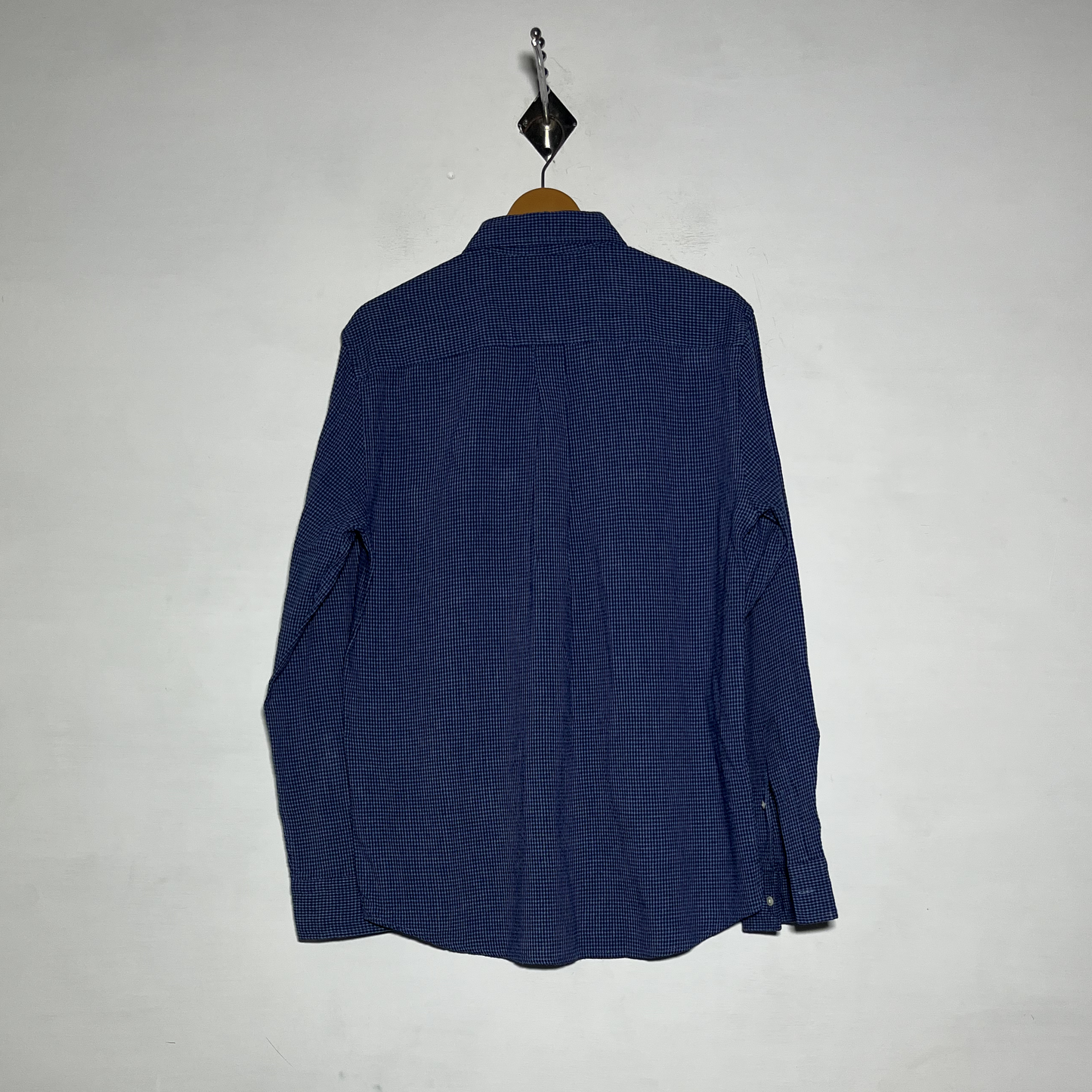 Zara Men Dress Shirt Dark Blue Check Preloved #3471