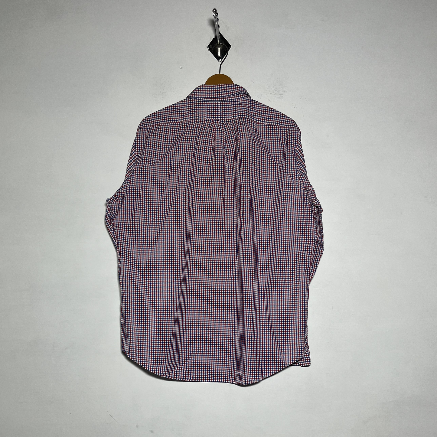 Ralph Lauren Men Dress Shirt Red Dark Blue Check Preloved #3465