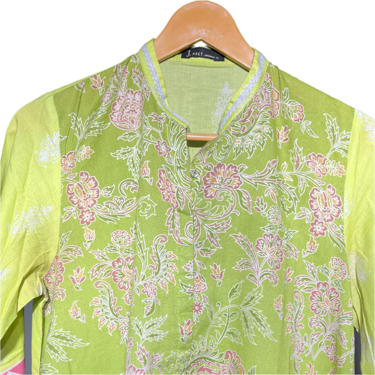 J. Pert Lime Green & Pink Ethnic Kurti #110